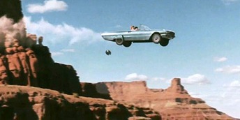 Thelma and Louise driving off a cliff