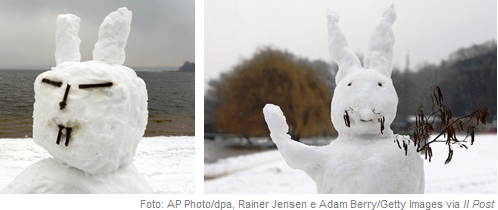 foto pupazzi di neve a forma di coniglio
