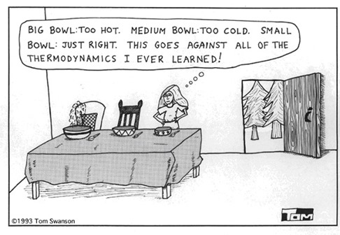 Goldilocks thermodynamics cartoon