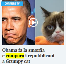 “Obama fa la smorfia e compara i repubblicani a Grumpy cat”