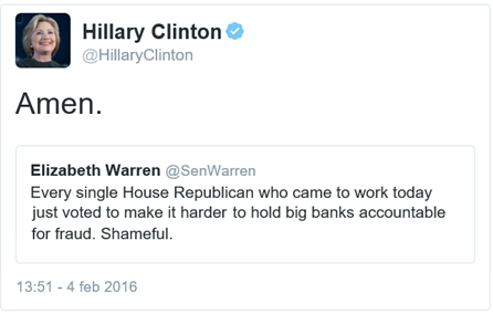 tweet di Hillary Clinton: Amen.