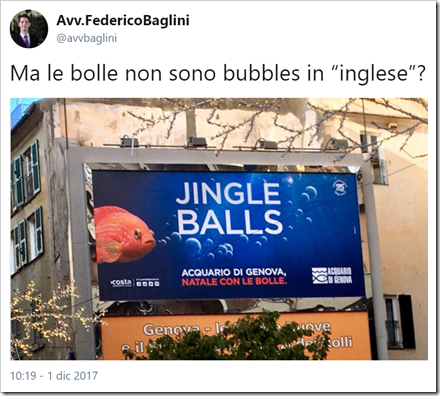 Ma le bolle non sono bubbles in “inglese”? – tweet di Federico Baglini