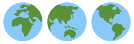 nomi delle emoji: Earth Globe Europe-Africa, Earth Globe Asia-Australia, Earth Globe Americas