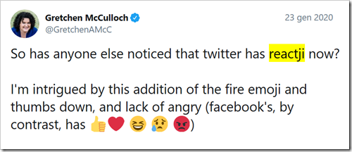 tweet di Gretchen McCulloch