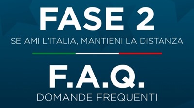 Grafica: FASE 2 SE AMI L’ITALIA, MANTIENI LA DISTANZA. F.A.Q. DOMANDE FREQUENTI