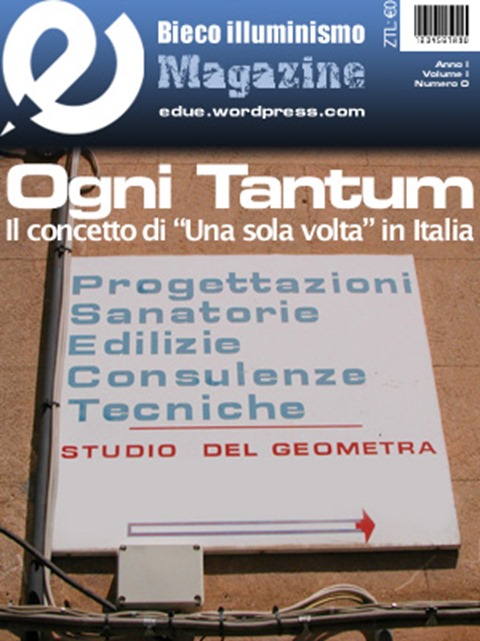  Foto di cartello di geometra che tra i servizi offerti offre sanatorie, con il commento “OGNI TANTUM. Il concetto di “una volta sola” in Italia”