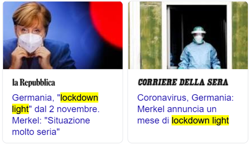 Germania, “lockdown light” dal 2 novembre. Merkel: “Situazione molto seria” (Repubblica) –  Coronavirus, Germania: Merkel annuncia un mese di lockdown light (Corriere della Sera) 