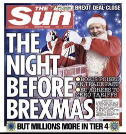 Titolo di The Sun: “The night before Brexmas” 