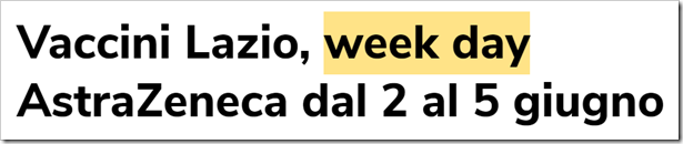 Vaccini Lazio, week day AstraZeneca dal 2 al 5 giugno