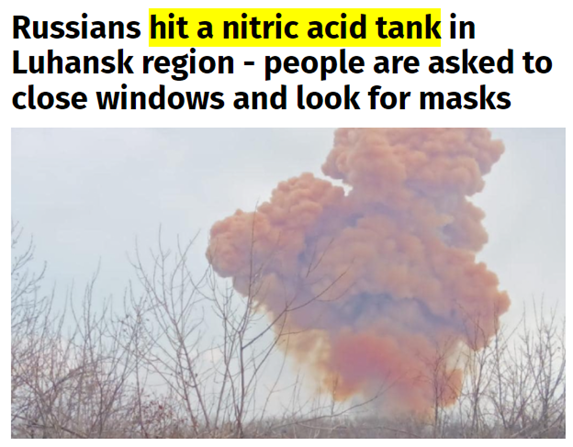 Russians hit a nitric acid tank in Luhansk region - people are asked to close windows and look for masks