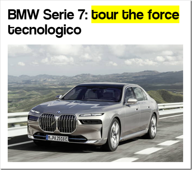 Titolo “BMW Serie 7: tour the force tecnologico”